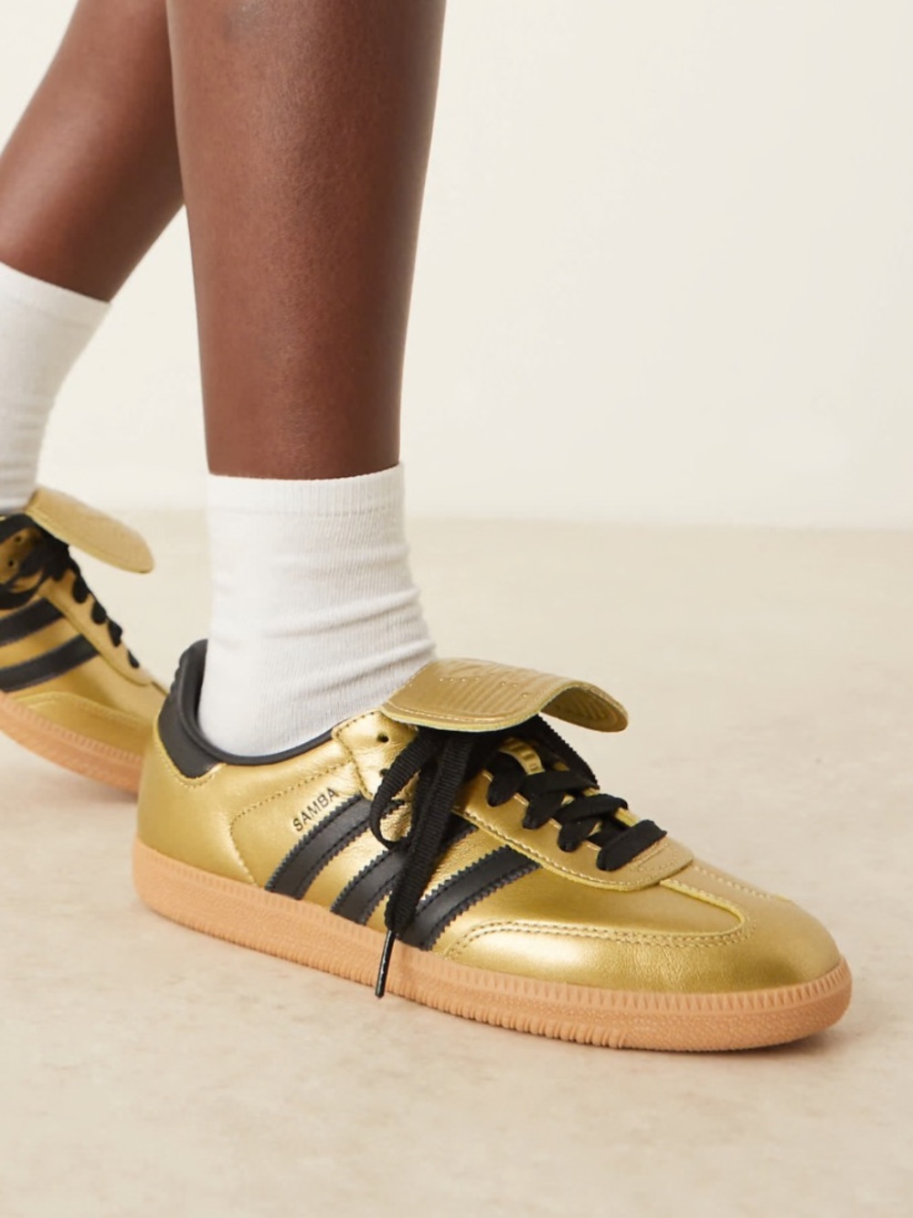 NWT/B Adidas Originals Samba Long-Tongue Women Sz Gold & Black